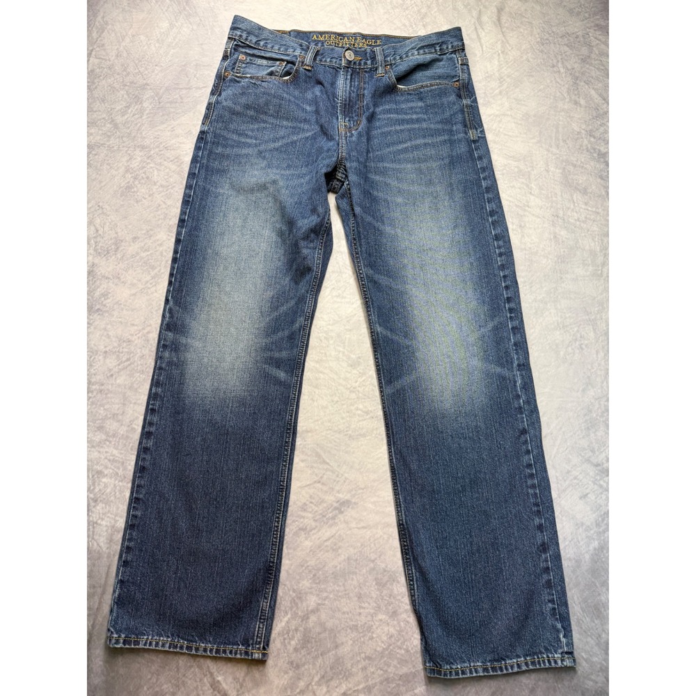 American Eagle Loose Fit Blue Jeans Mens sz 34x31 tagged 32x32 100% Cotton